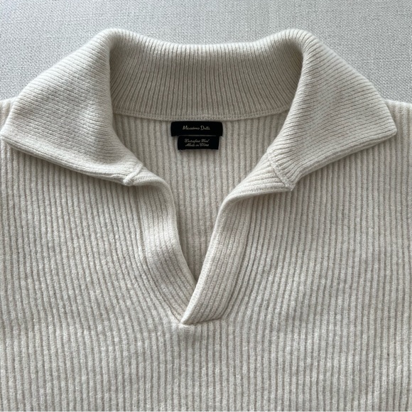 MASSIMO DUTTI Extrafine Wool Blend Ribbed Knit Polo Sweater - Picture 3 of 16